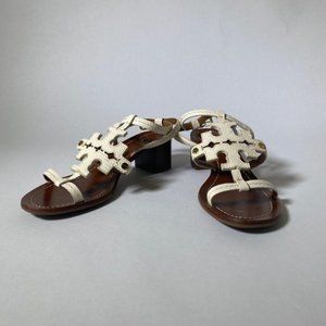 Tory Burch Chandler Ivory Leather Wedge Sandals